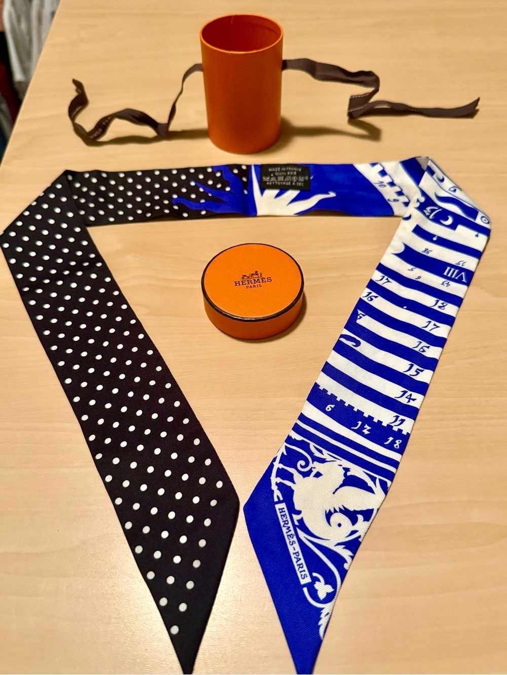 Hermes Blue Black White Silk Scarf with Astrological Motif and with original box - Picture 2 of 5